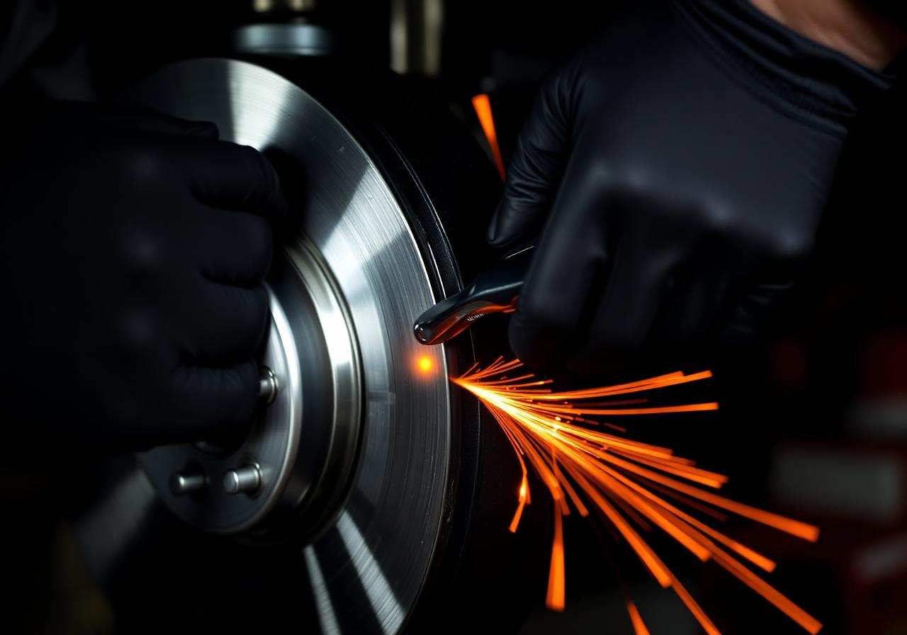 Brake service in progress